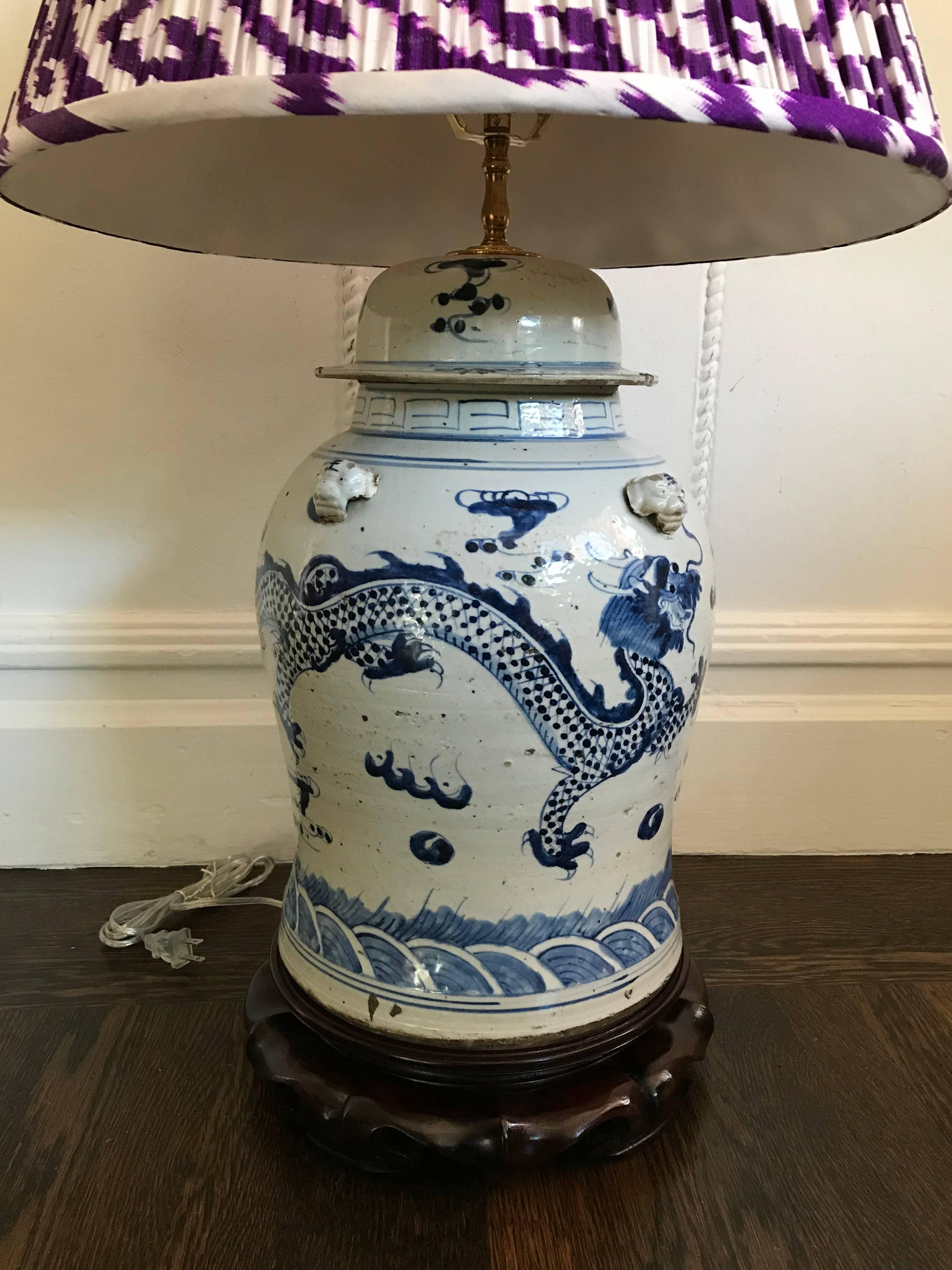 Contemporary Pair of Ginger Jar Lamps For Sale