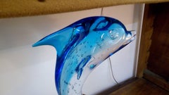 Modern Murano Blown Glass Dolphin Shrinking Italian Sculpture