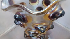 Italian blown glass iridiscent red grey vase
