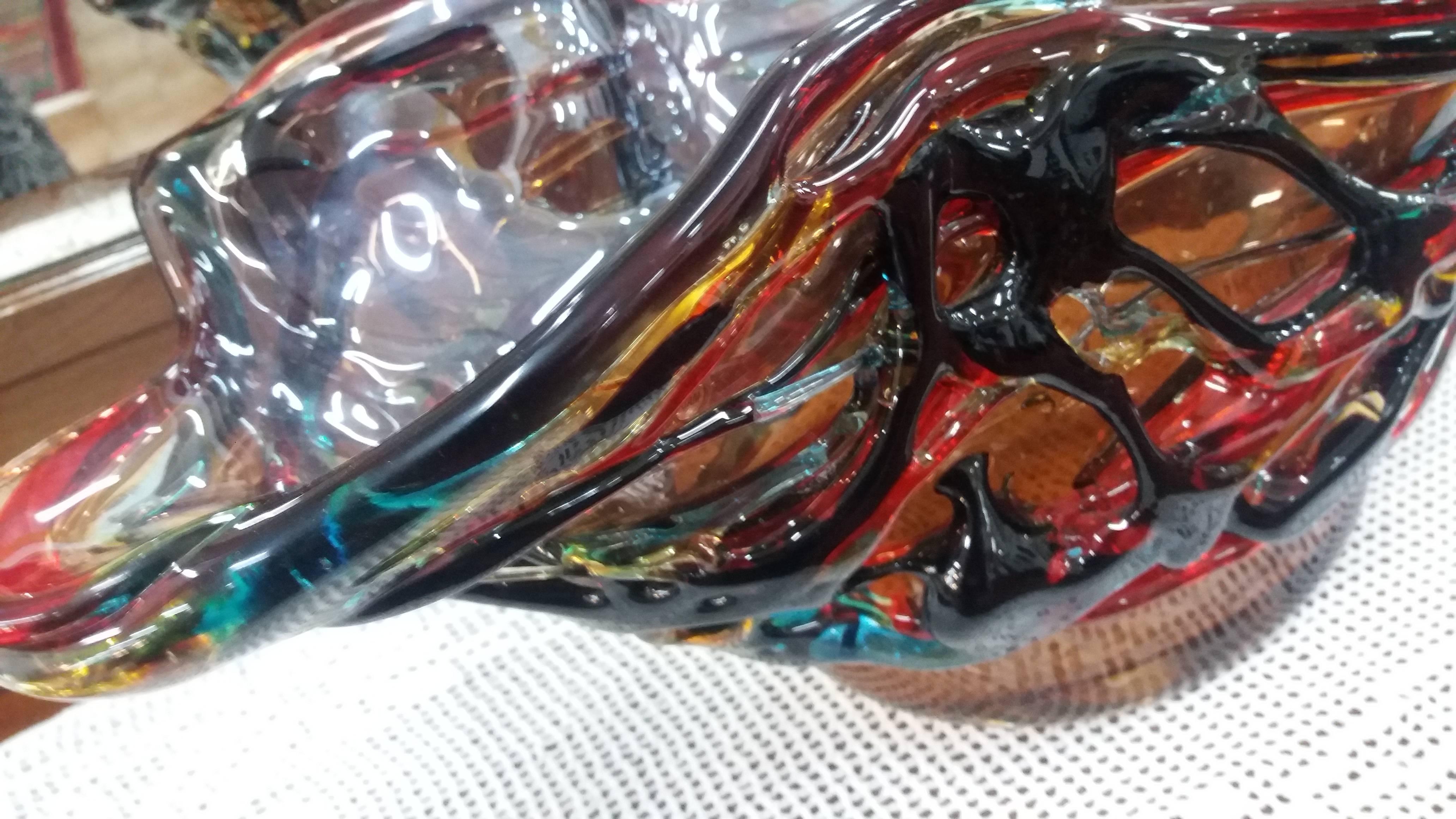 Italian  20th italian multicoloured Blown Glass Bowl For Sale