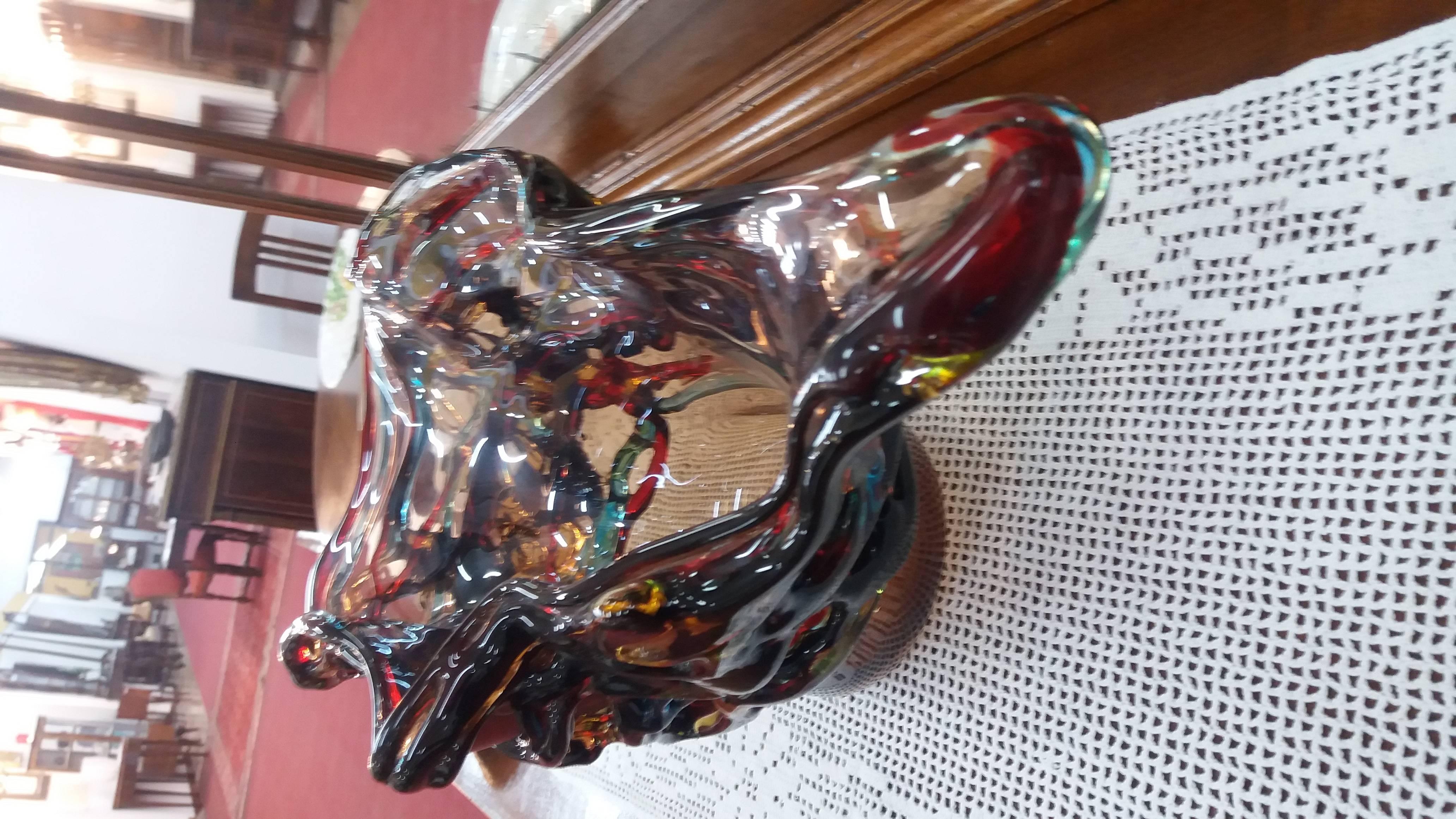  20th italian multicoloured Blown Glass Bowl In Good Condition For Sale In Wyboston Lakes, GB