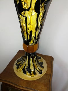 Black Gold Modern Italian Blown Glass Cup