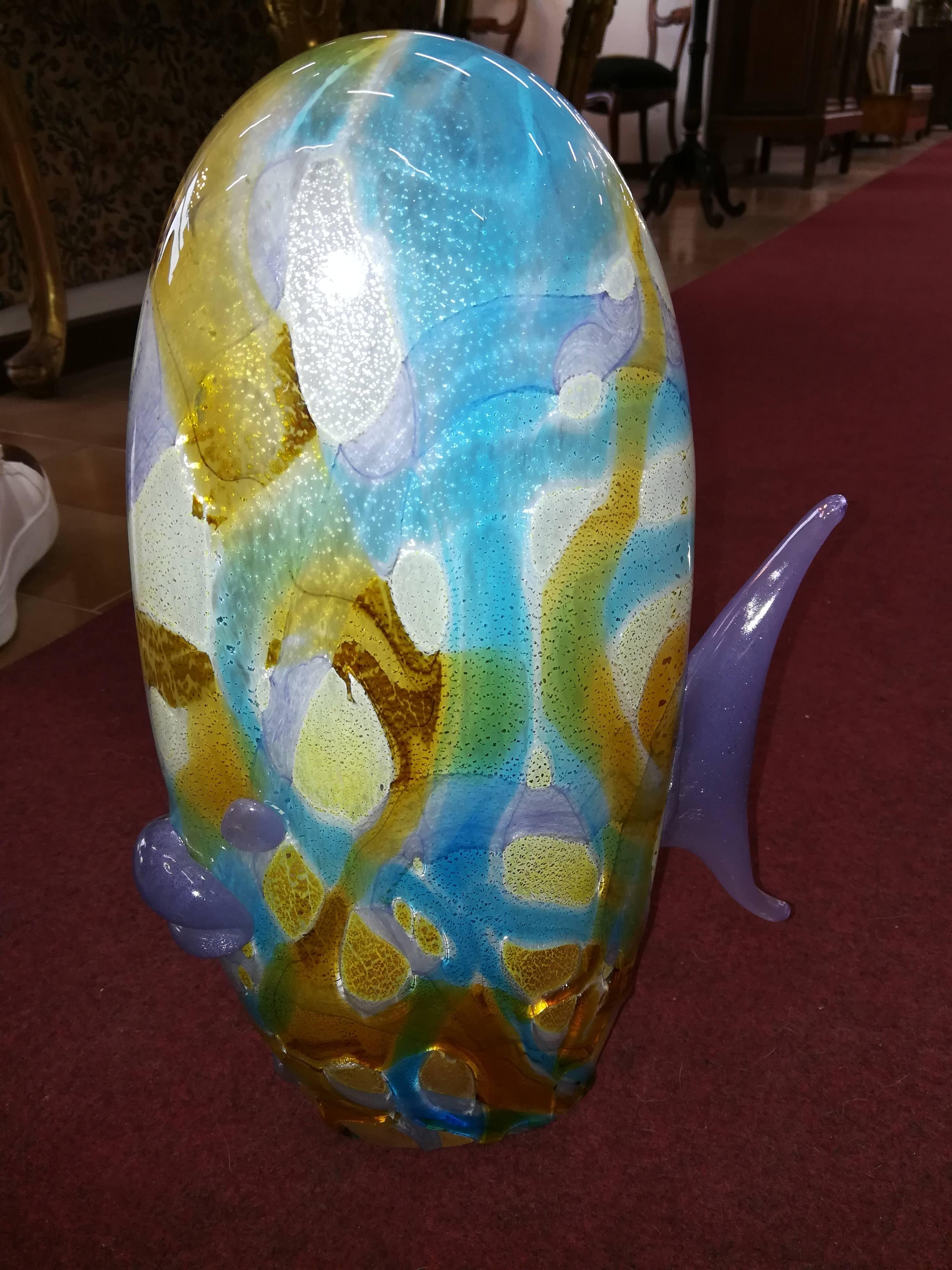 Modern Multicolored Italian Fish Sculpture For Sale 1