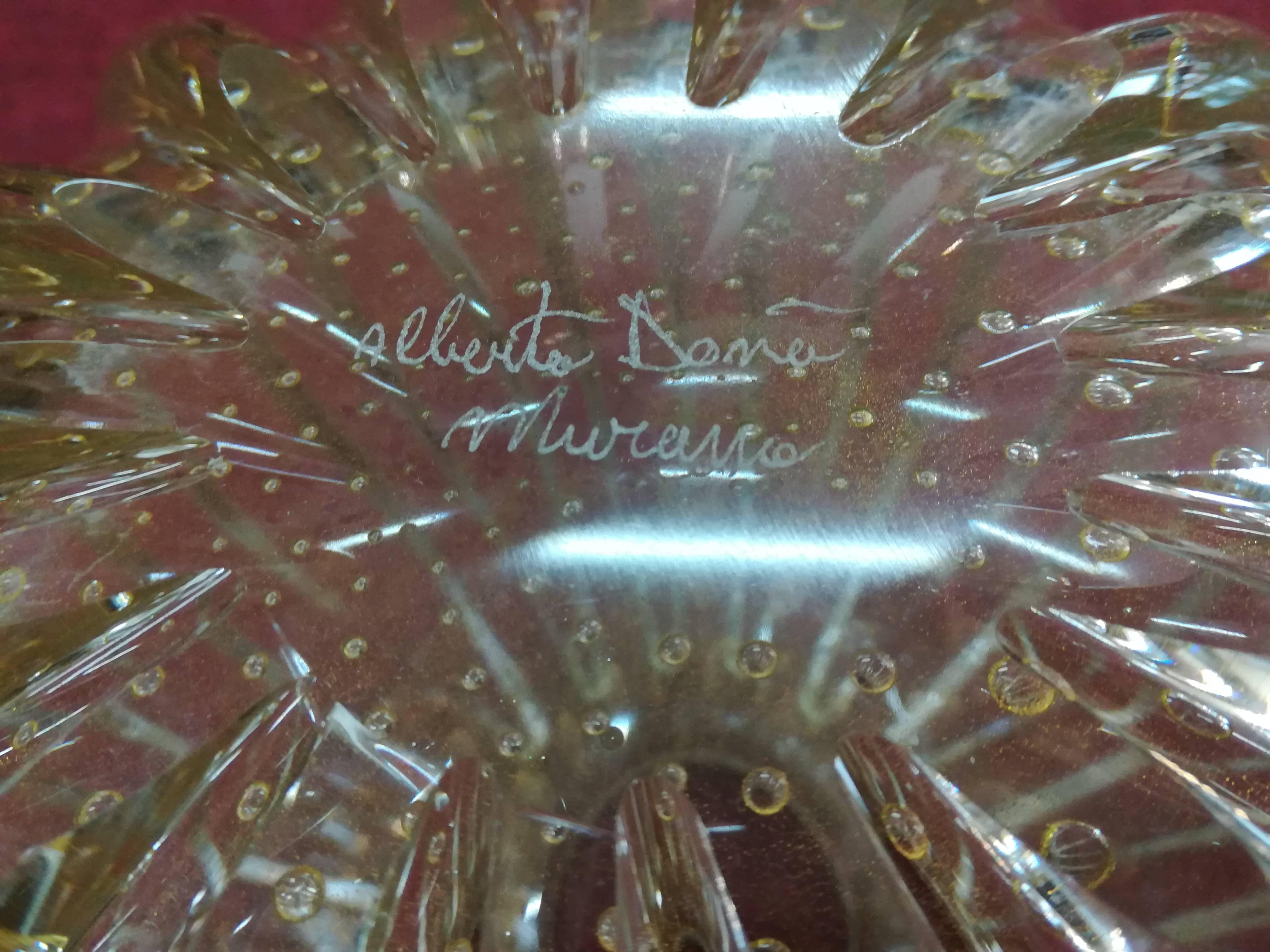 Blown Glass Modern Italian Golden Bowl For Sale