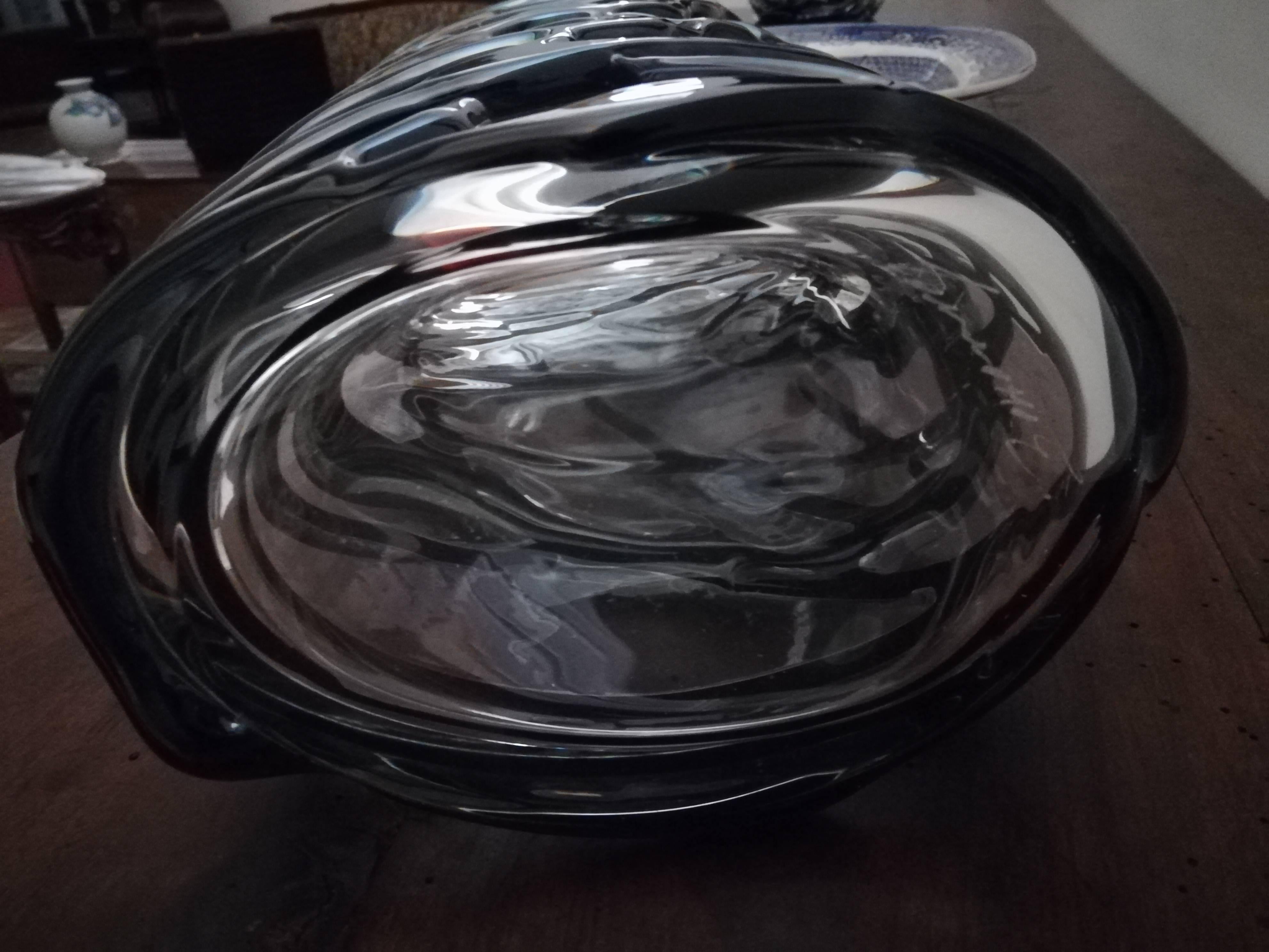 Contemporary Grey Italian Modern Blown Glass Vase For Sale