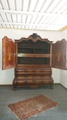 19th Century Empire Inlaid Olive Wood Dutch Cabinet, 1820s