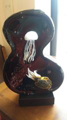 Lit Blown Murano Glass Modern Italian Aquarium Table Lamp, 2015