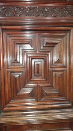 18 th Italian  Century  brown  walnut Carved Cabinet