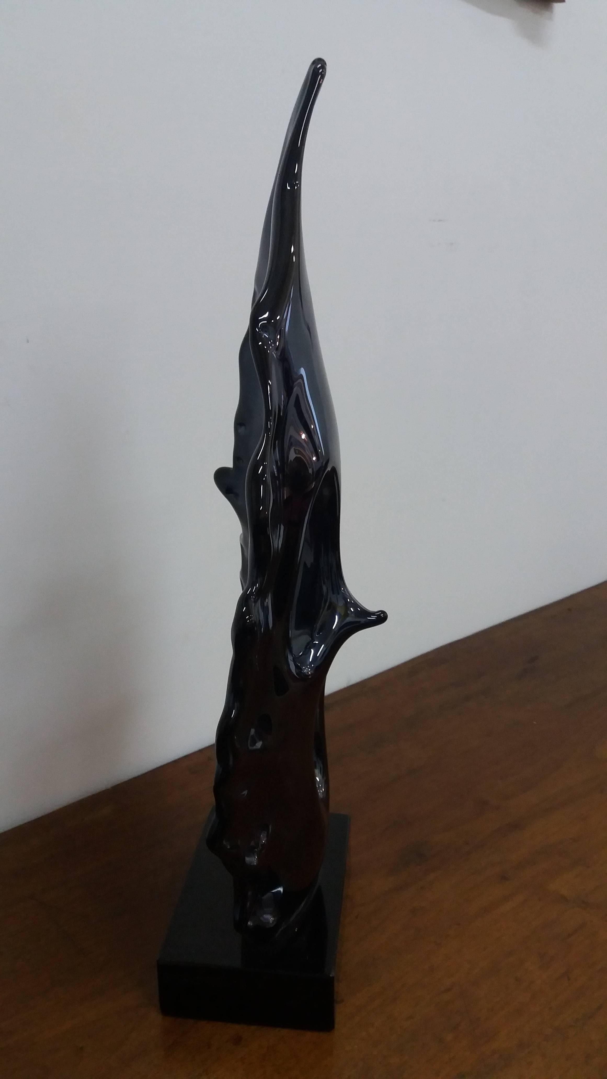 Modern Italian blown glass grey Munch's Skrik Sculpture For Sale
