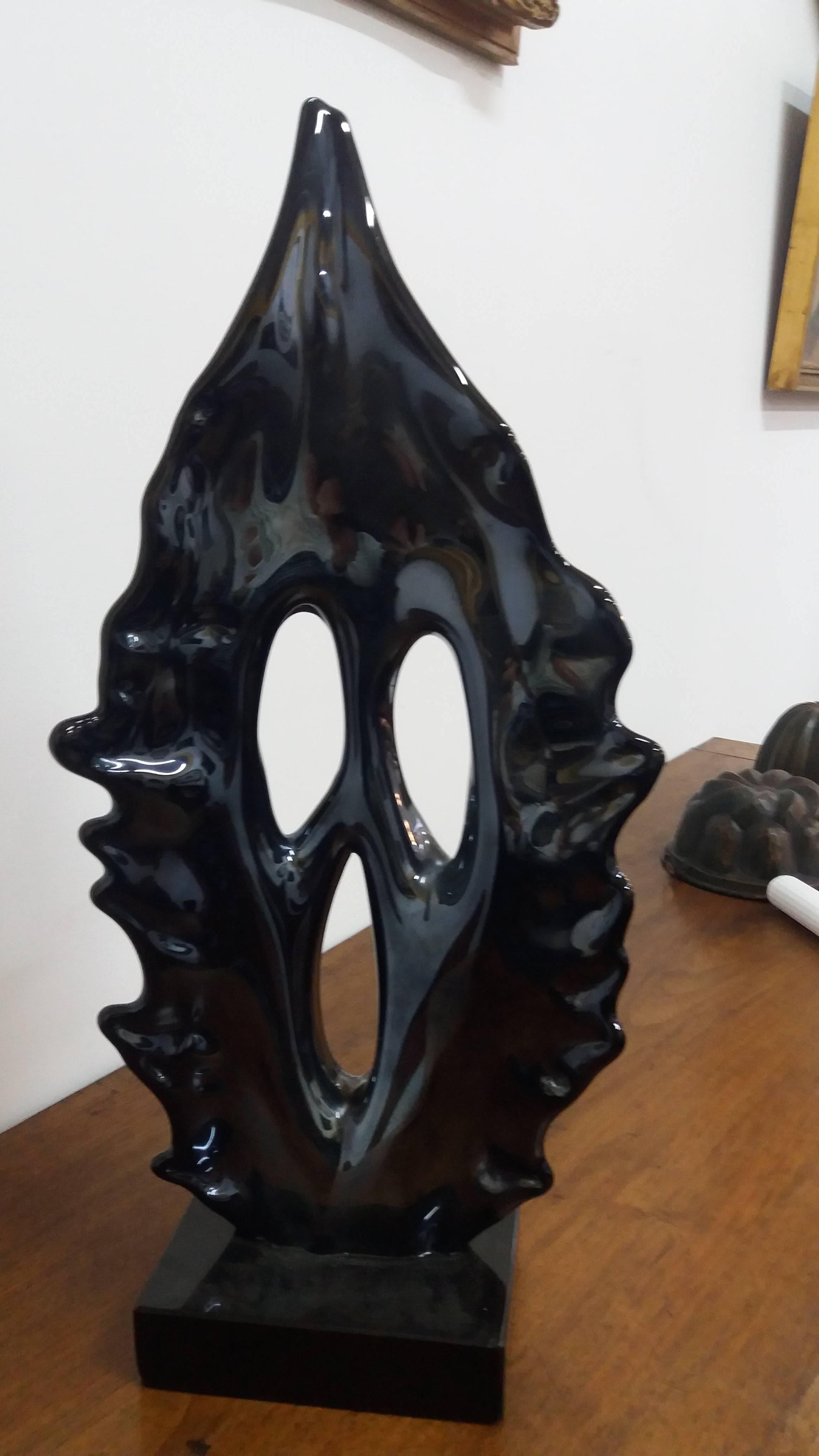 Hand-Crafted Italian blown glass grey Munch's Skrik Sculpture For Sale
