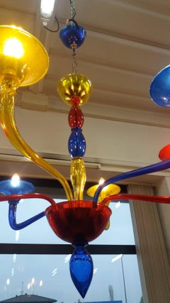 20th Italian  blown glass Multicolored Chandelier