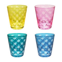 Modern Set of Four Glass Tumbler Hand-Engraved Sofina Boutique Kitzbuehel