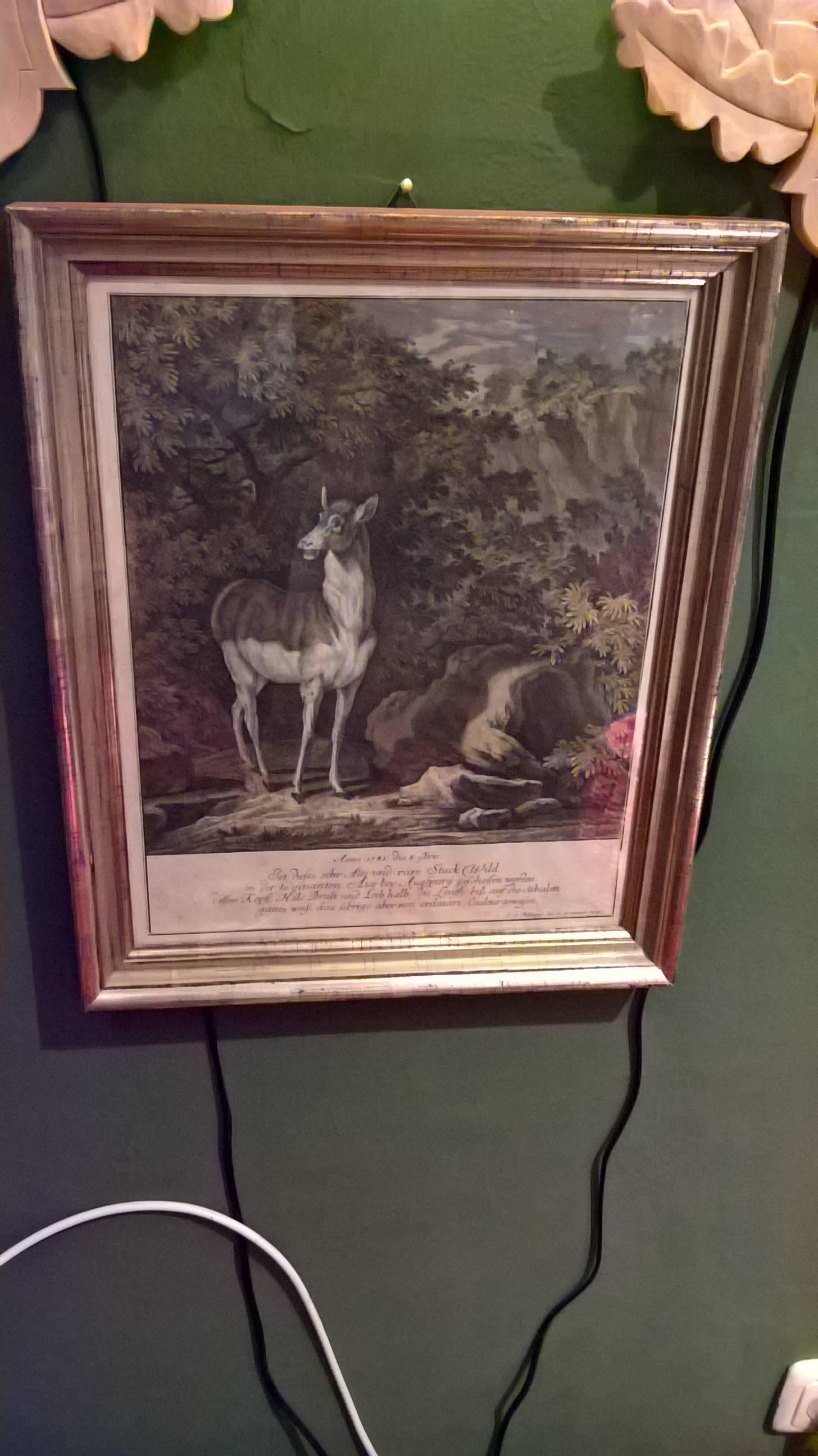 18th Century Black Forest Copperplate Johann Elias Ridinger With Hunting Scene In Excellent Condition In Kitzbuhel, AT