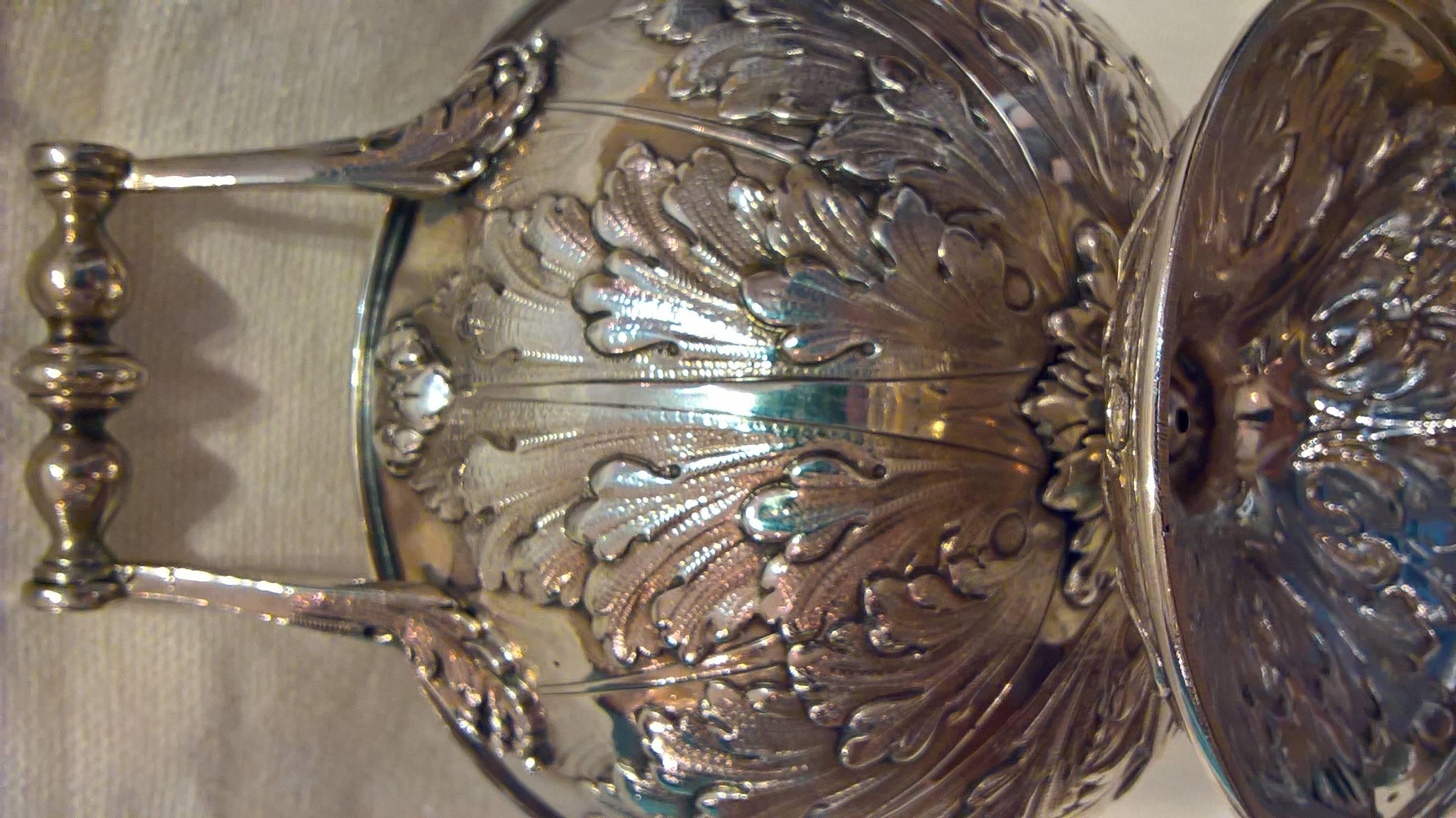 Art Nouveau Art Noveau German Silver Caviar Server Bowl with Crystal Bowl and Spoon 