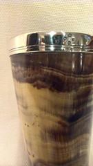Vaso di corno inglese del XIX secolo con argento