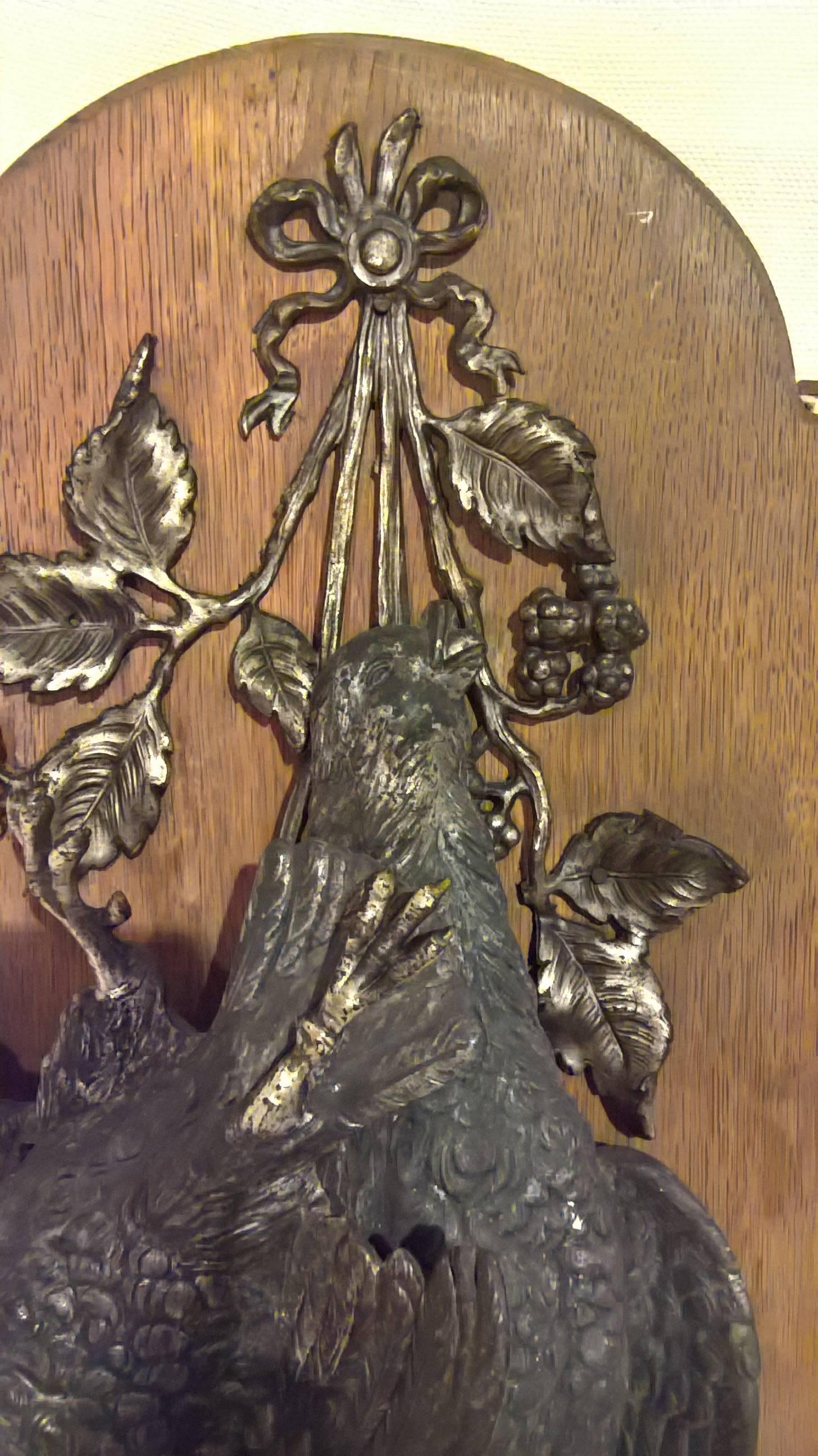 19th Century Black Forest Pair of Wood Plaques With Birds in Cast Iron Germany In Excellent Condition In Kitzbuhel, AT