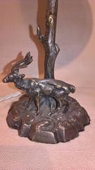 Mid-Century French Provincial Metal Table Lamp with Deer Figure