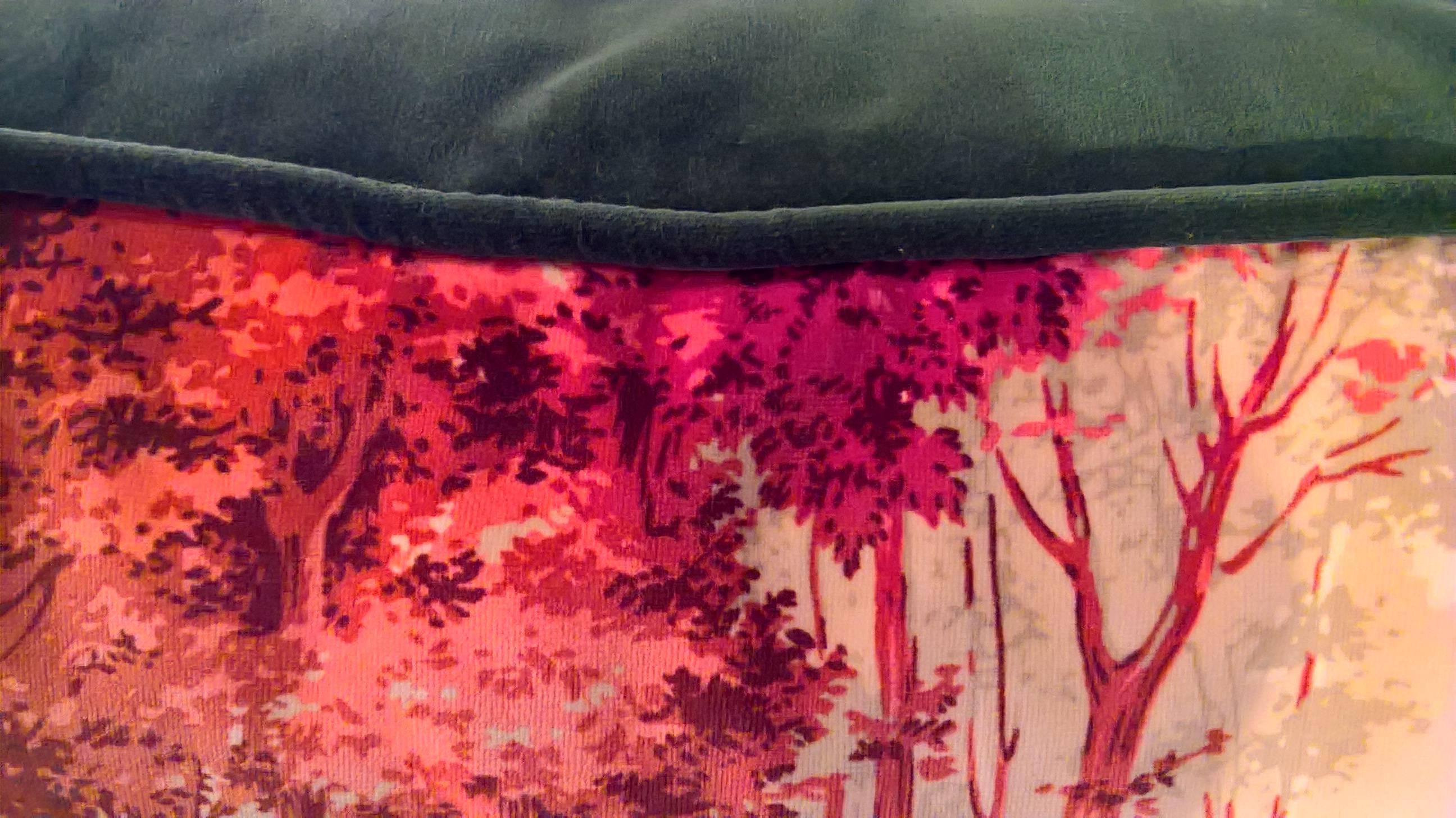 Needlework Black Forest Cushion in Red Velvet Hand Embroidered Sofina Boutique Kitzbuehel