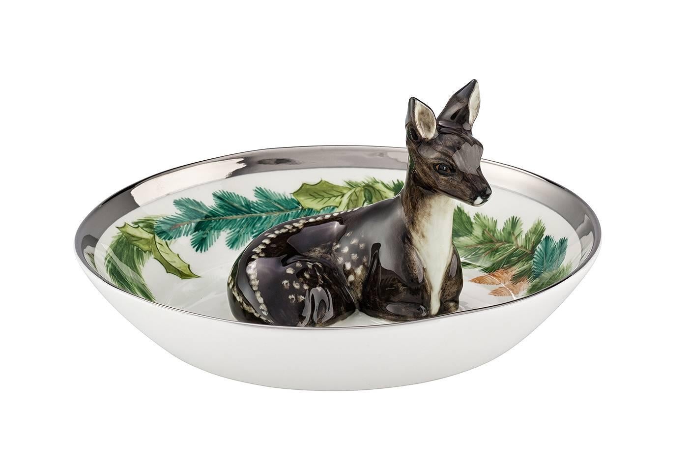 Black Forest  Porcelain  Bowl with Deer Figure Sofina Boutique Kitzbuehel For Sale 2