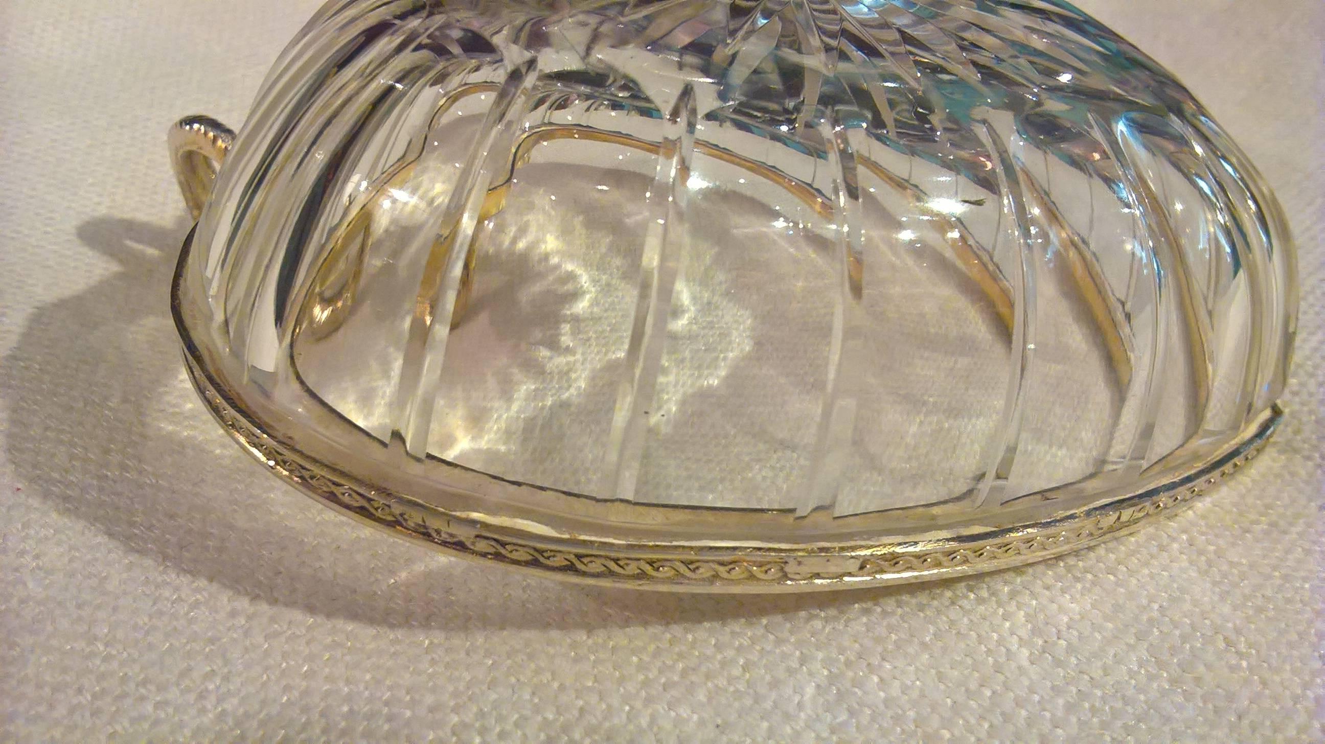 Mid-Century Modern Crystal Bowl with Silver Snake Bruckmann Sons 3