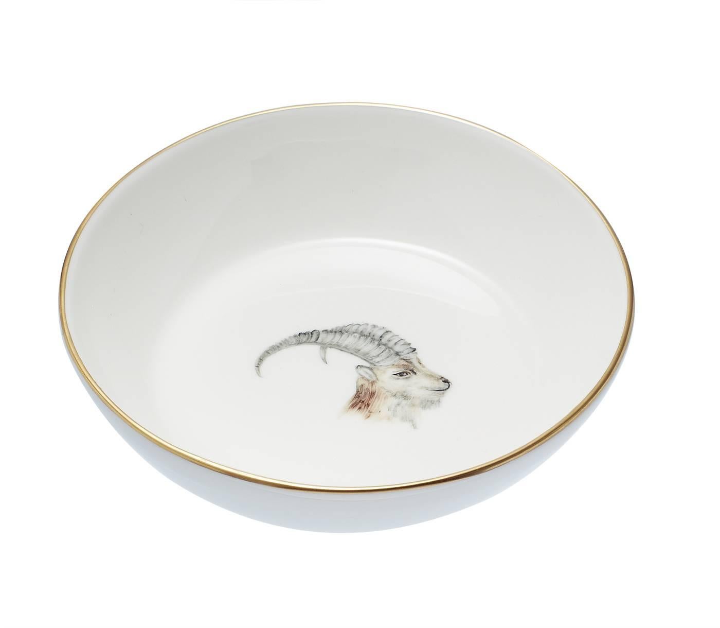  Set of Six Porcelain Dishes with Hunting Trophies Sofina Boutique Kitzbuehel In New Condition For Sale In Kitzbuhel, AT