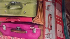 Vintage Hermes Silk Cushion on Blue Velvet