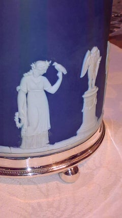 19th Century Wedgwood Silver Jasparware Vessel in Blue and White