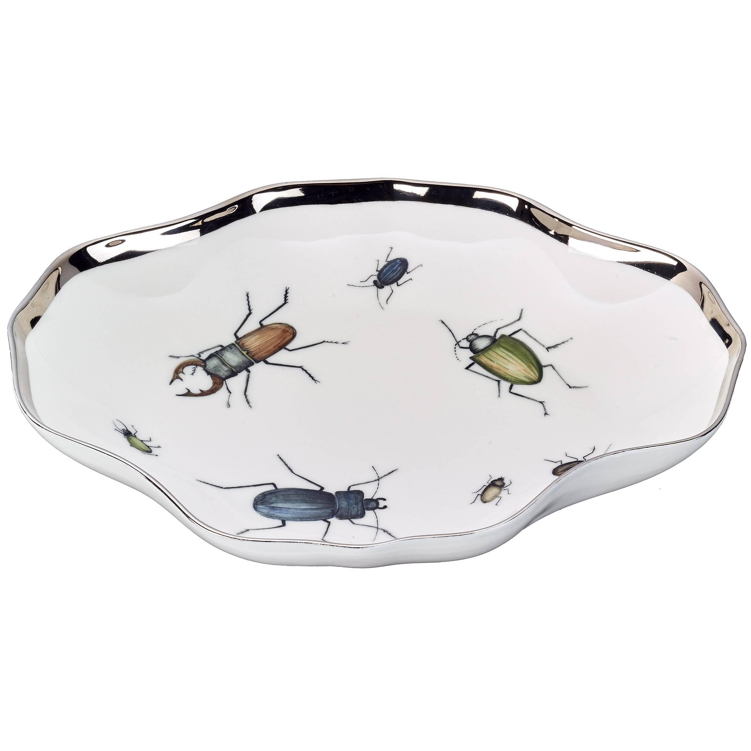 Plat en porcelaine allemande moderne avec scarabées de Sofina Porcelain Kitzbuehel