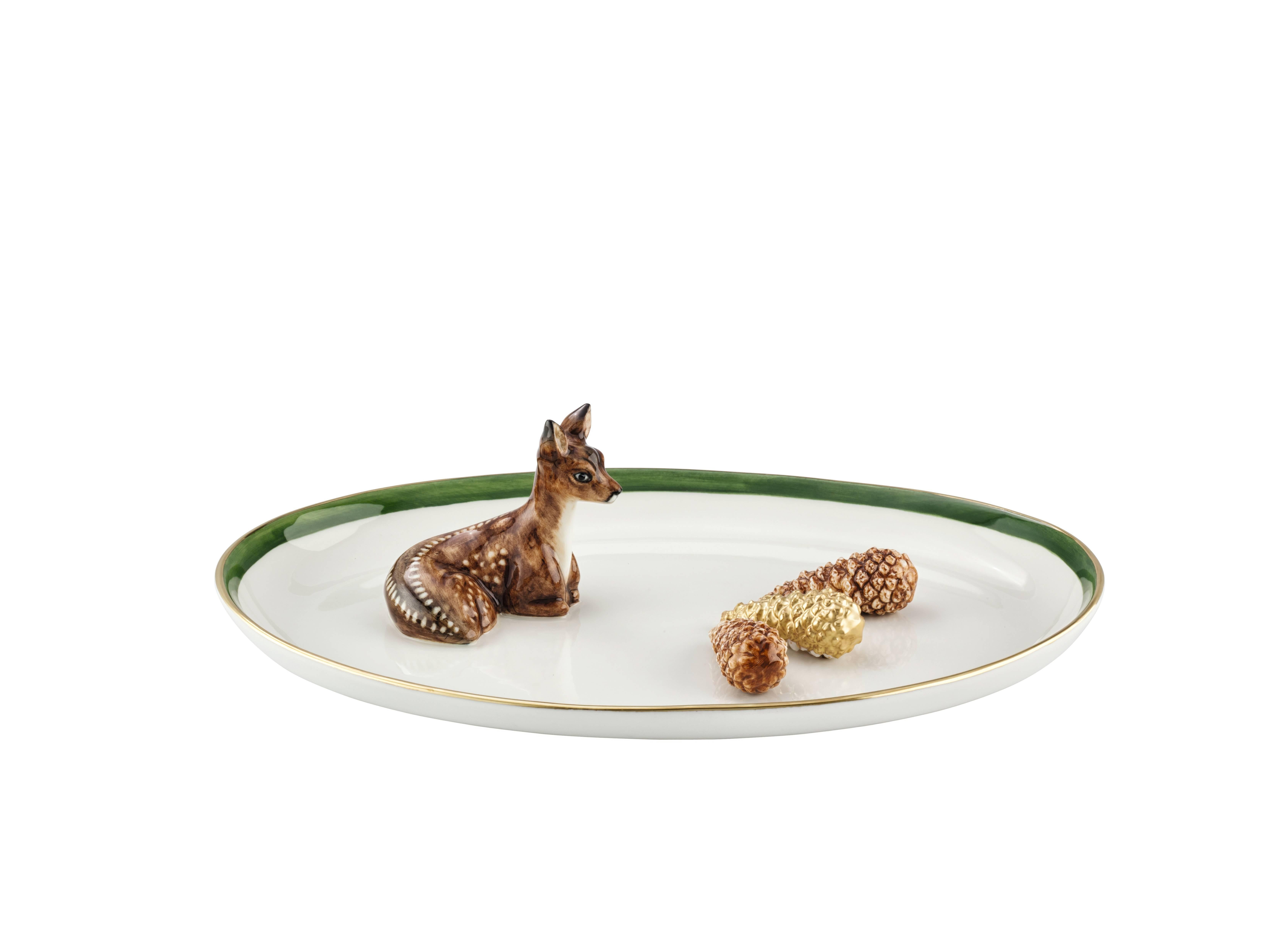 German Black Forest Oval Porcelain Plate with Squirrels and Nuts Sofina Boutique 