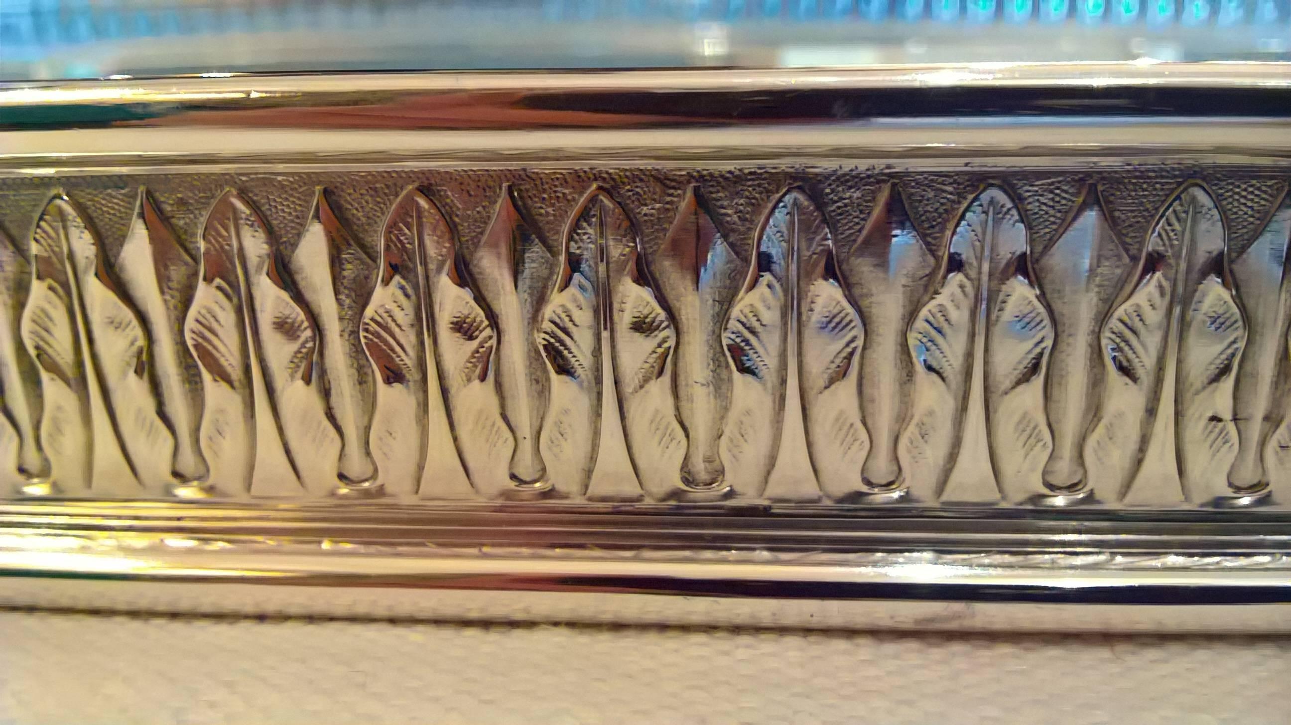 Hand-Crafted Art Nouveau German Silver Tray with Glass Bottom Koch & Bergfeld