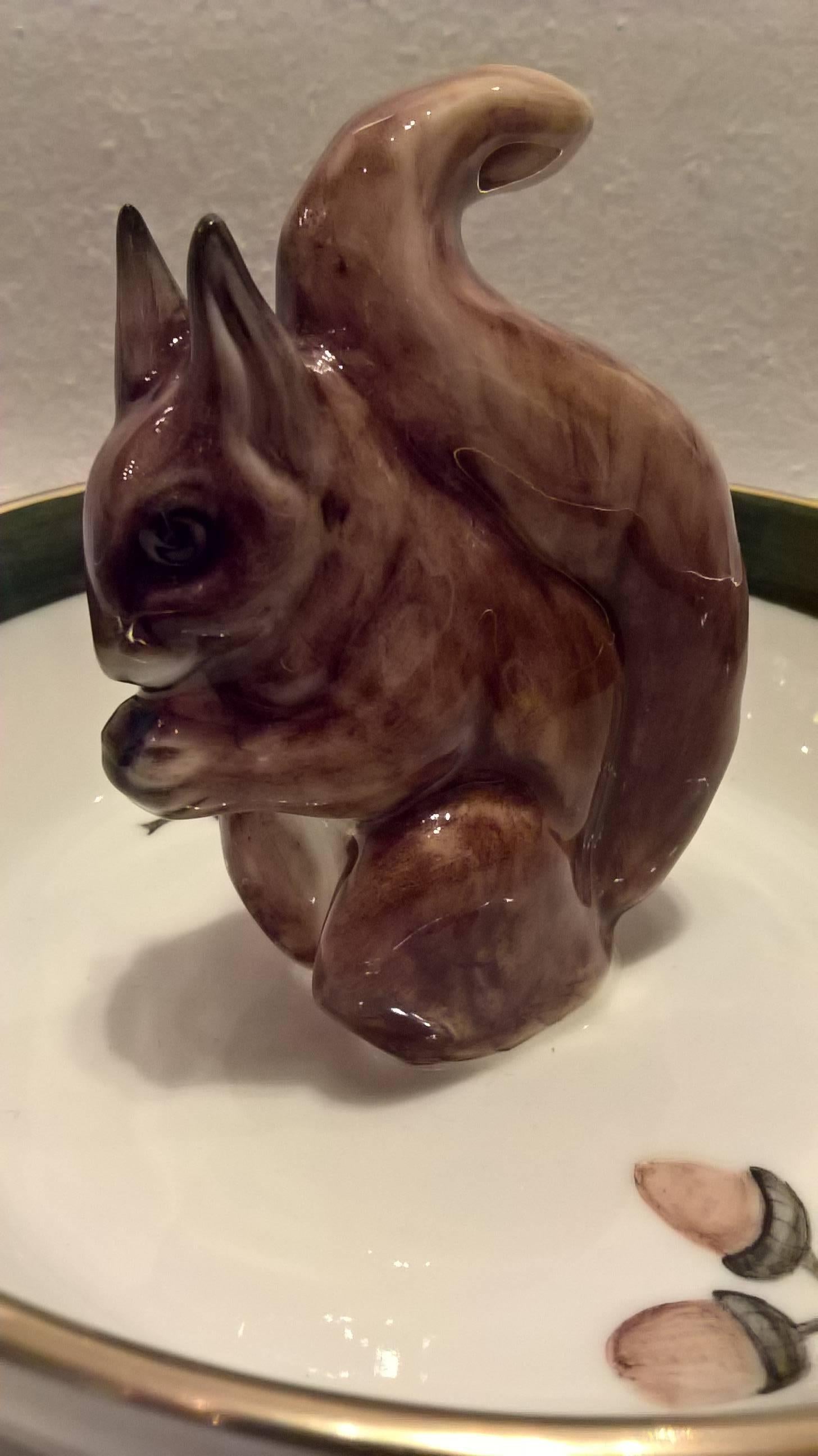 Contemporary Black Forest Hand Porcelain Bowl with Squirrel Figure Sofina Boutique Kitzbuehel
