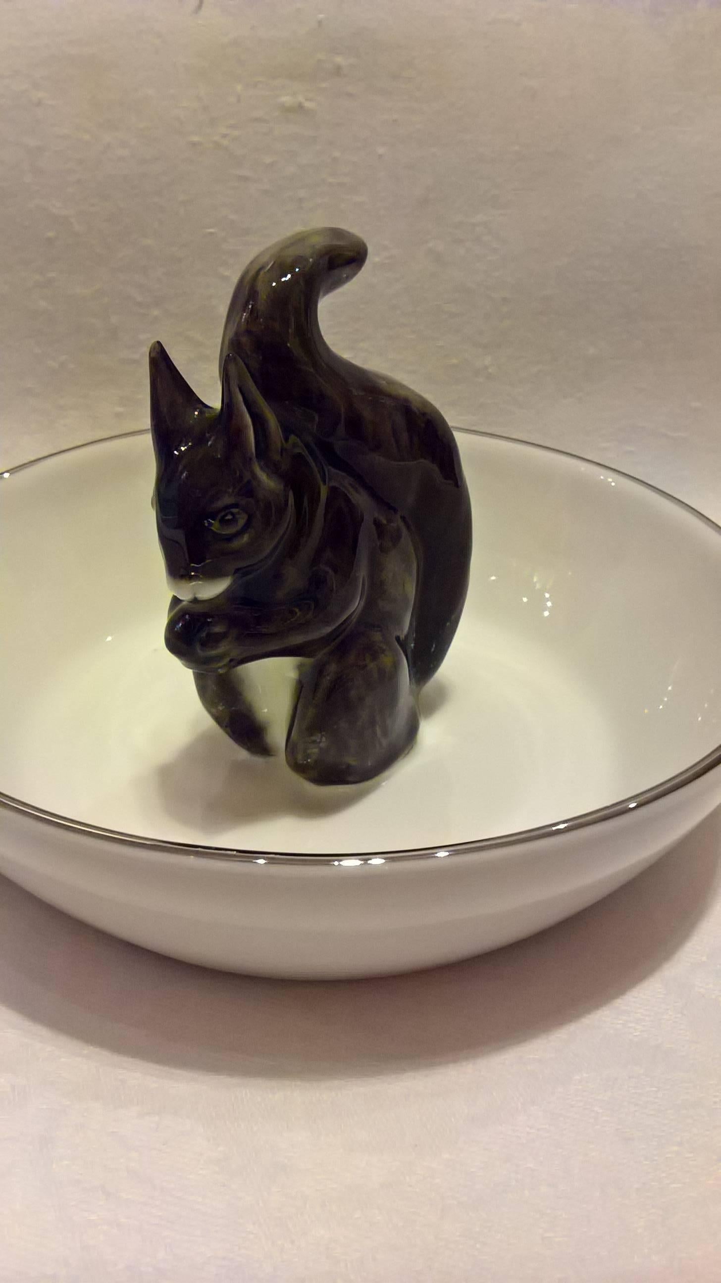German Black Forest Hand Porcelain Bowl with Squirrel Figure Sofina Boutique Kitzbuehel