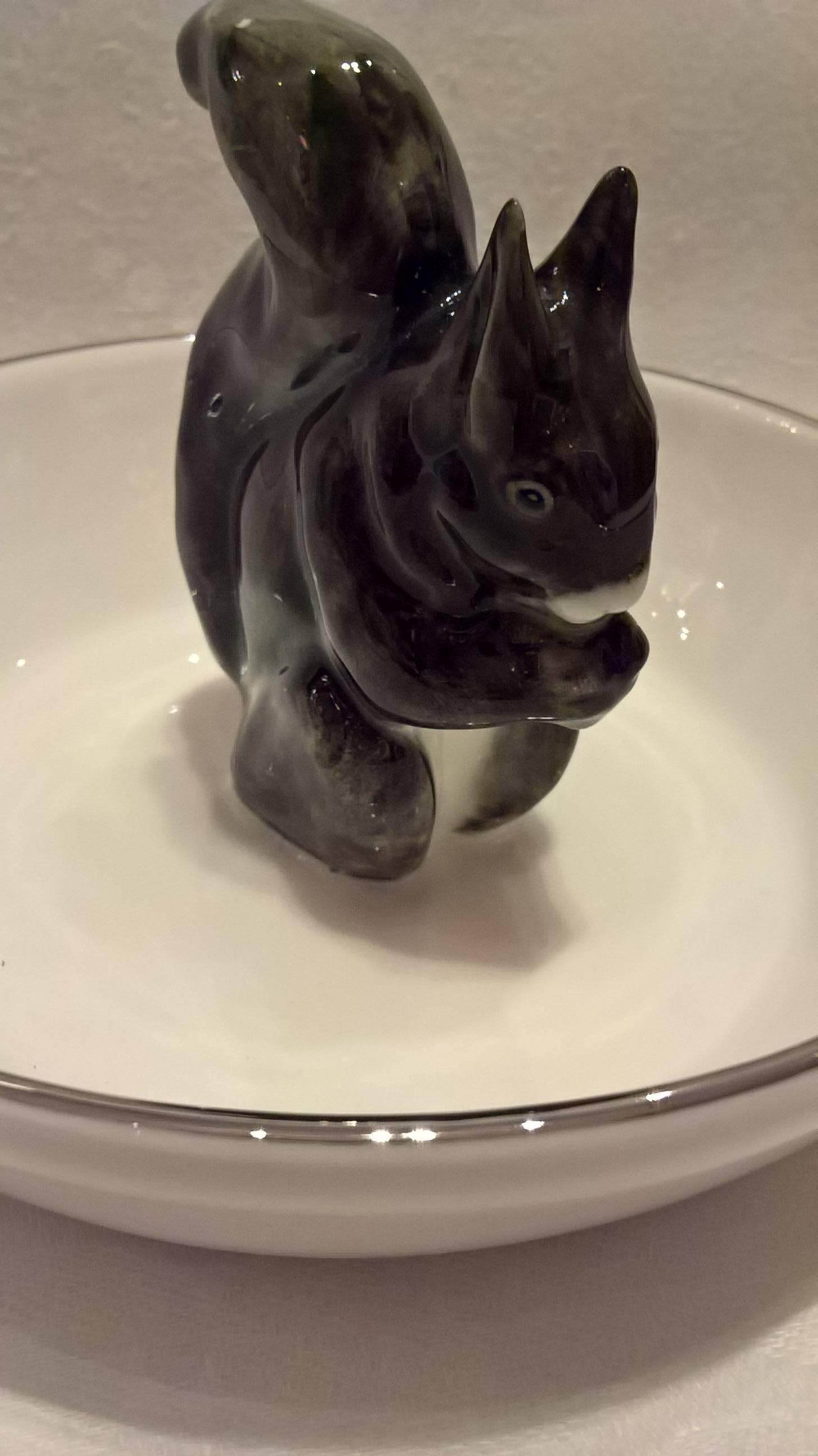 Hand-Painted Black Forest Hand Porcelain Bowl with Squirrel Figure Sofina Boutique Kitzbuehel