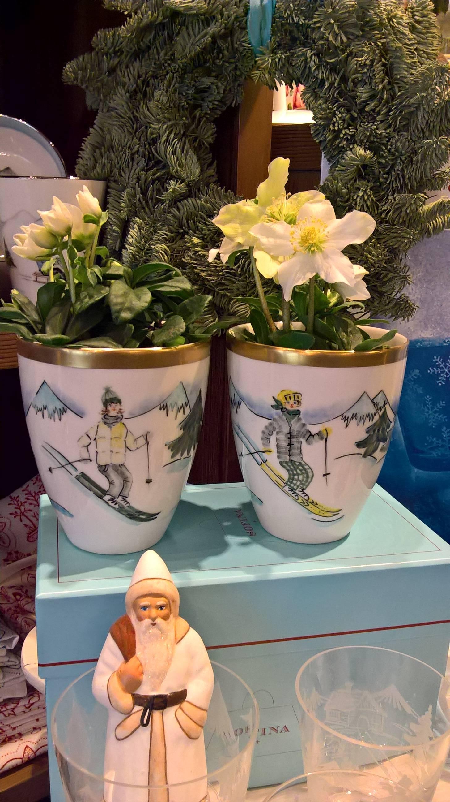  Set of Four Porcelain Vases with Skier Decor Sofina Boutique Kitzbuehel 1