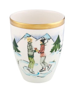 Set di quattro vasi in porcellana con decorazioni di sciatori Sofina Boutique Kitzbuehel