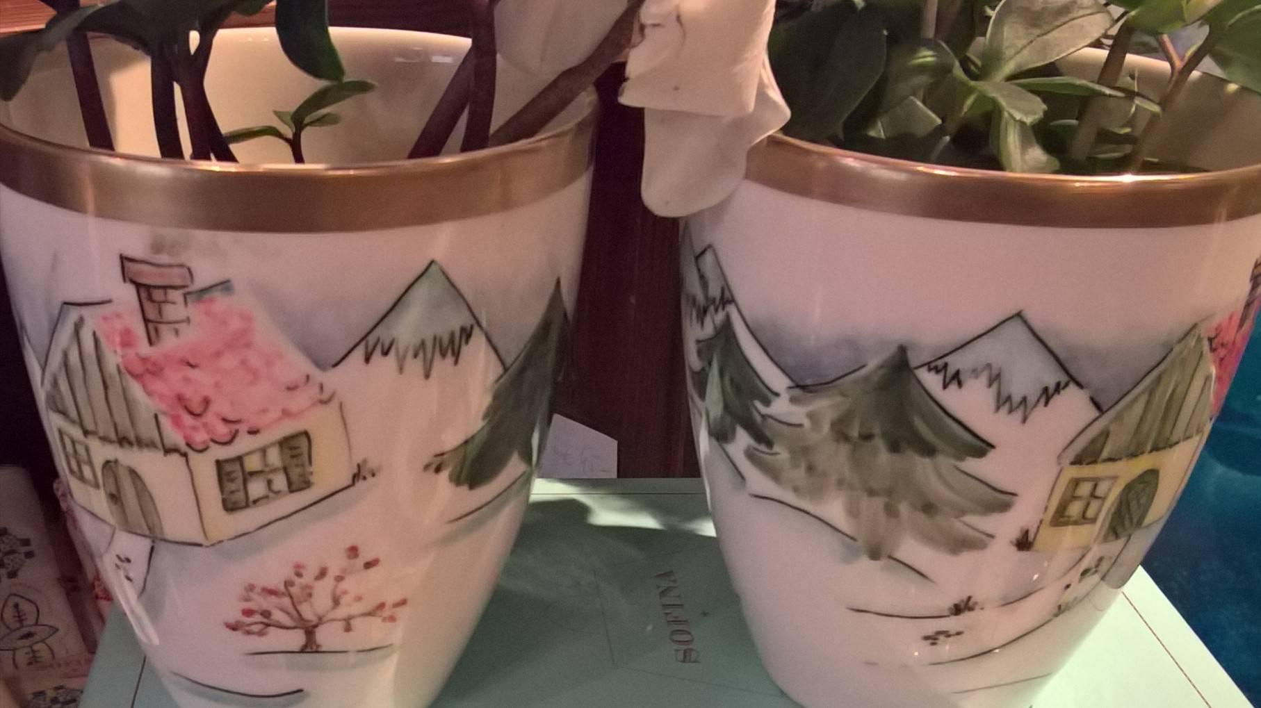  Set of Four Porcelain Vases with Skier Decor Sofina Boutique Kitzbuehel 2
