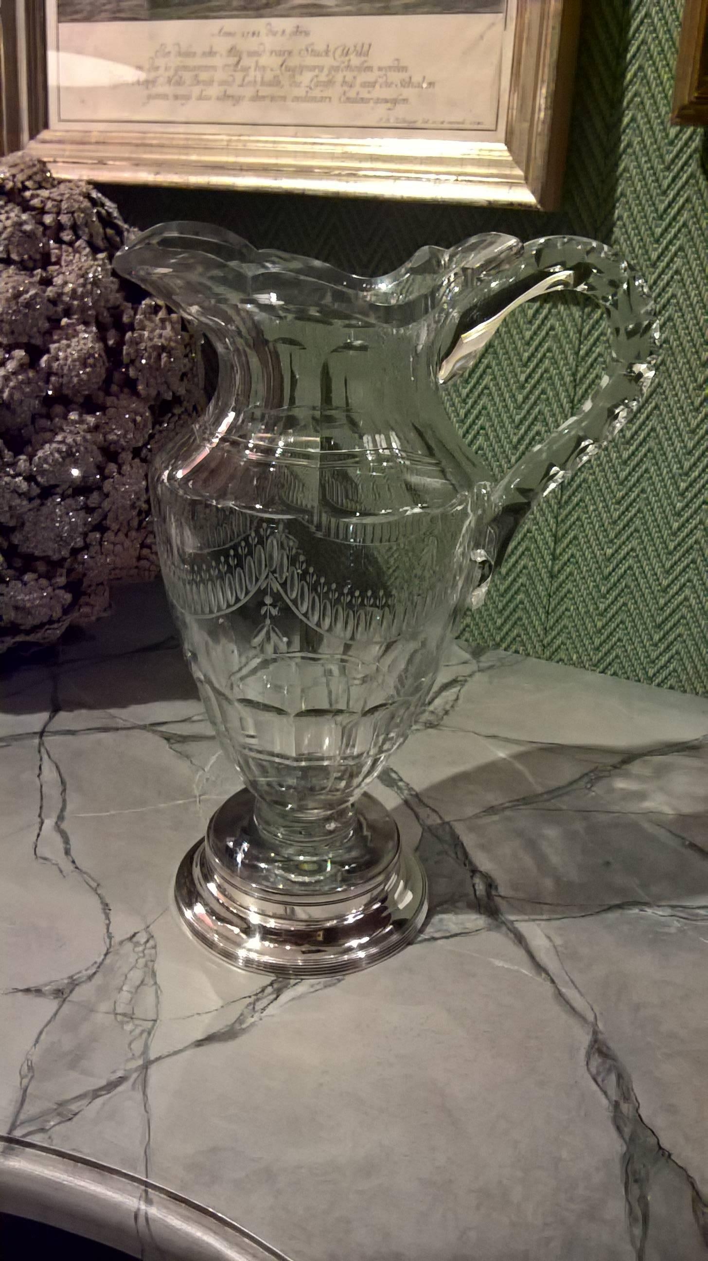  Pichet en verre de style George III avec support en argent par Thomas Phipps et Edward Robinson en vente 2