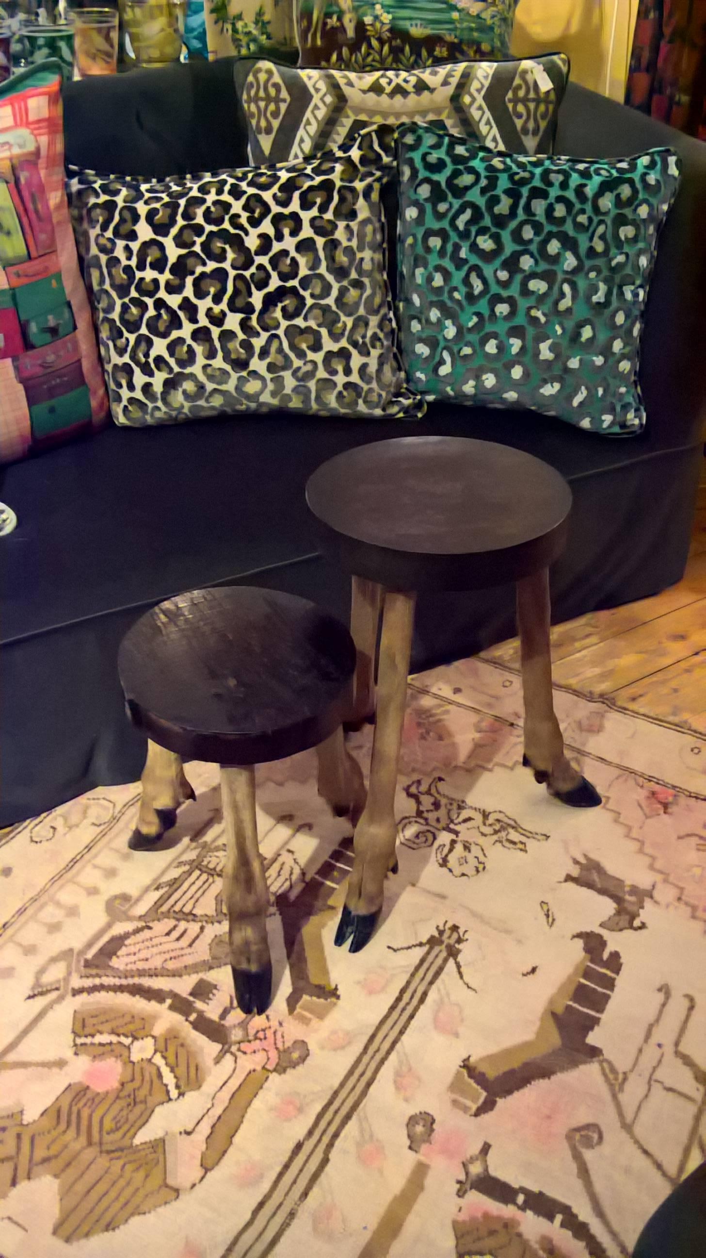 20th Century Rustic Pair of Side Tables with Taxidermy Legs