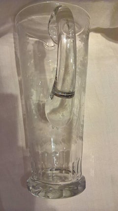 Moser Art Deco Glass Pitcher Hand-Engraved with Diana and Wolfs in Clear Crystal