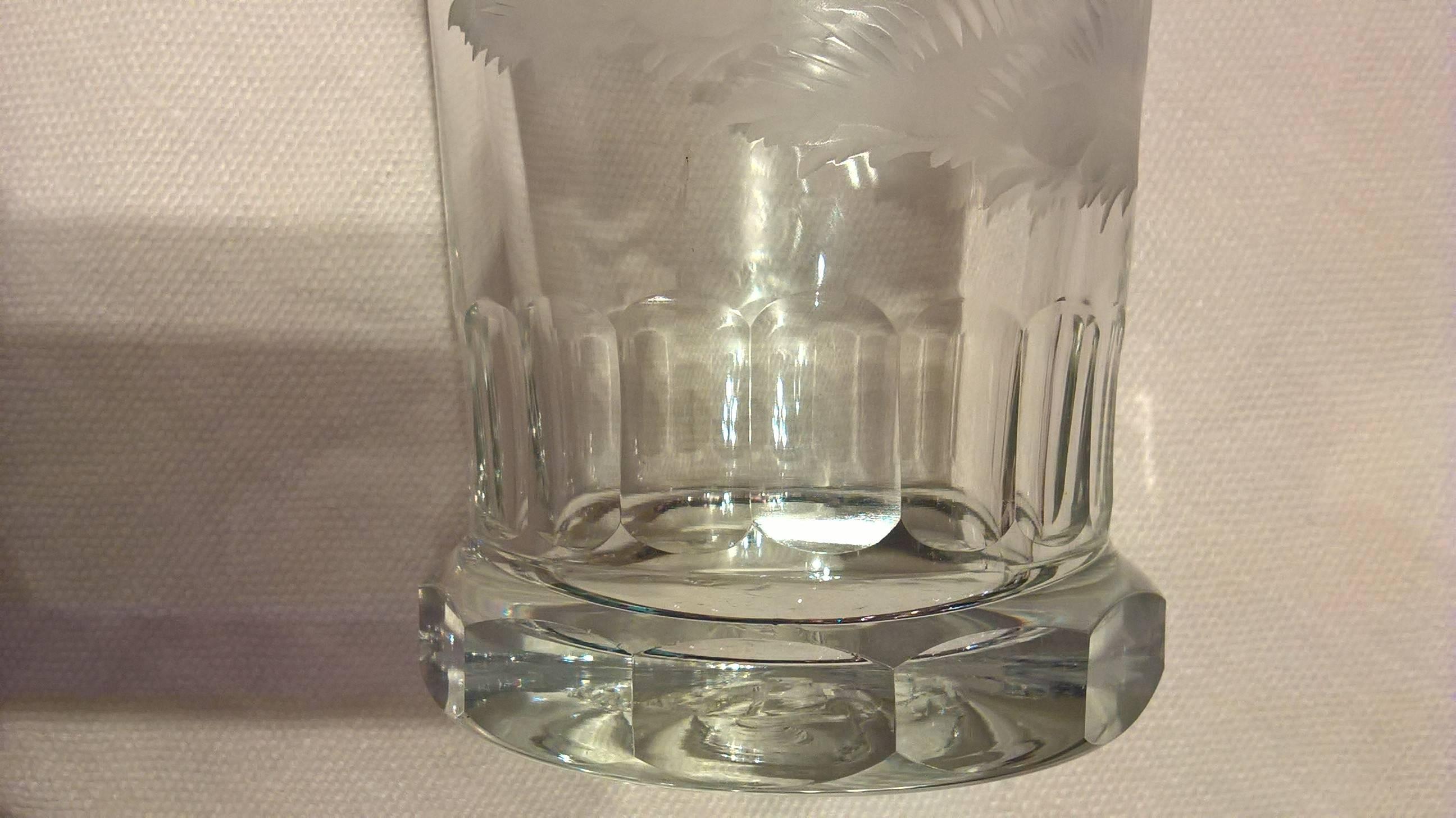 Moser Art Deco Glass Pitcher Hand-Engraved with Diana and Wolfs in Clear Crystal In Excellent Condition In Kitzbuhel, AT