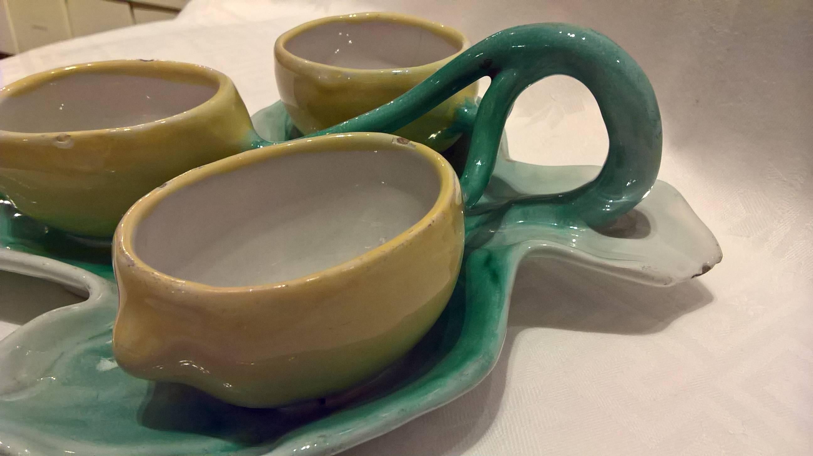 Midcentury Modern German Ceramic Bowl Handmade with Citrons (Handgefertigt)