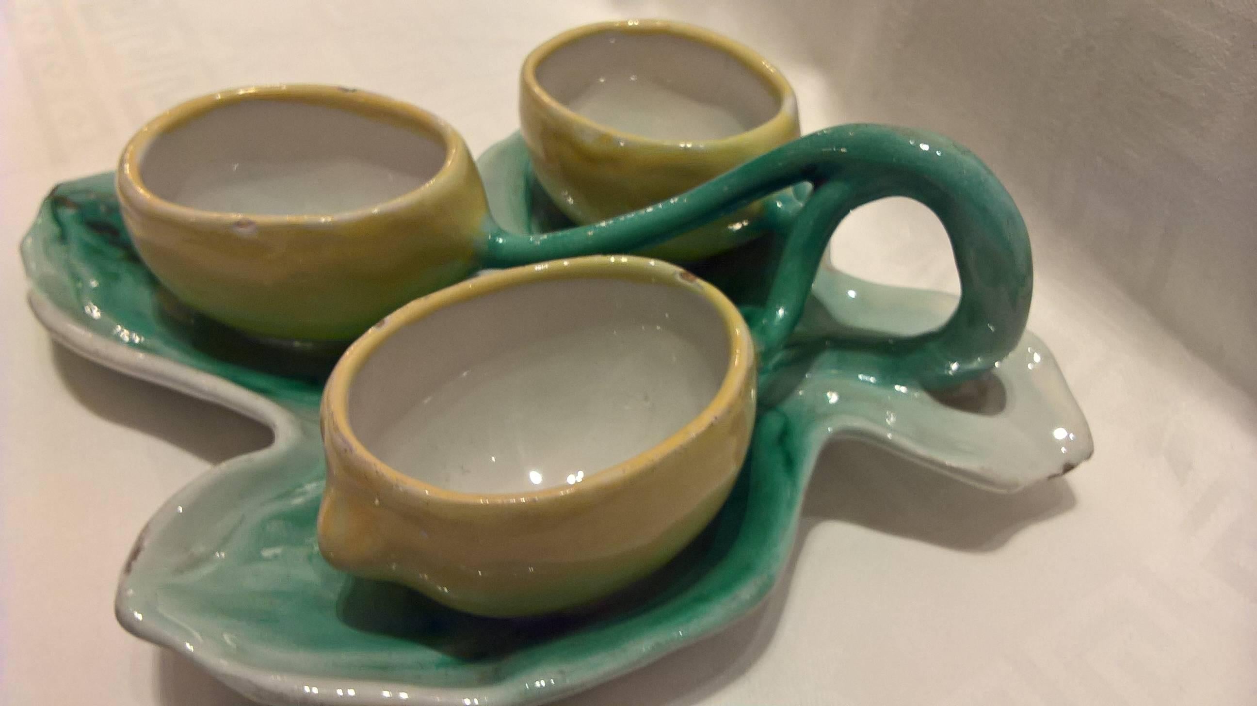 Midcentury Modern German Ceramic Bowl Handmade with Citrons 1