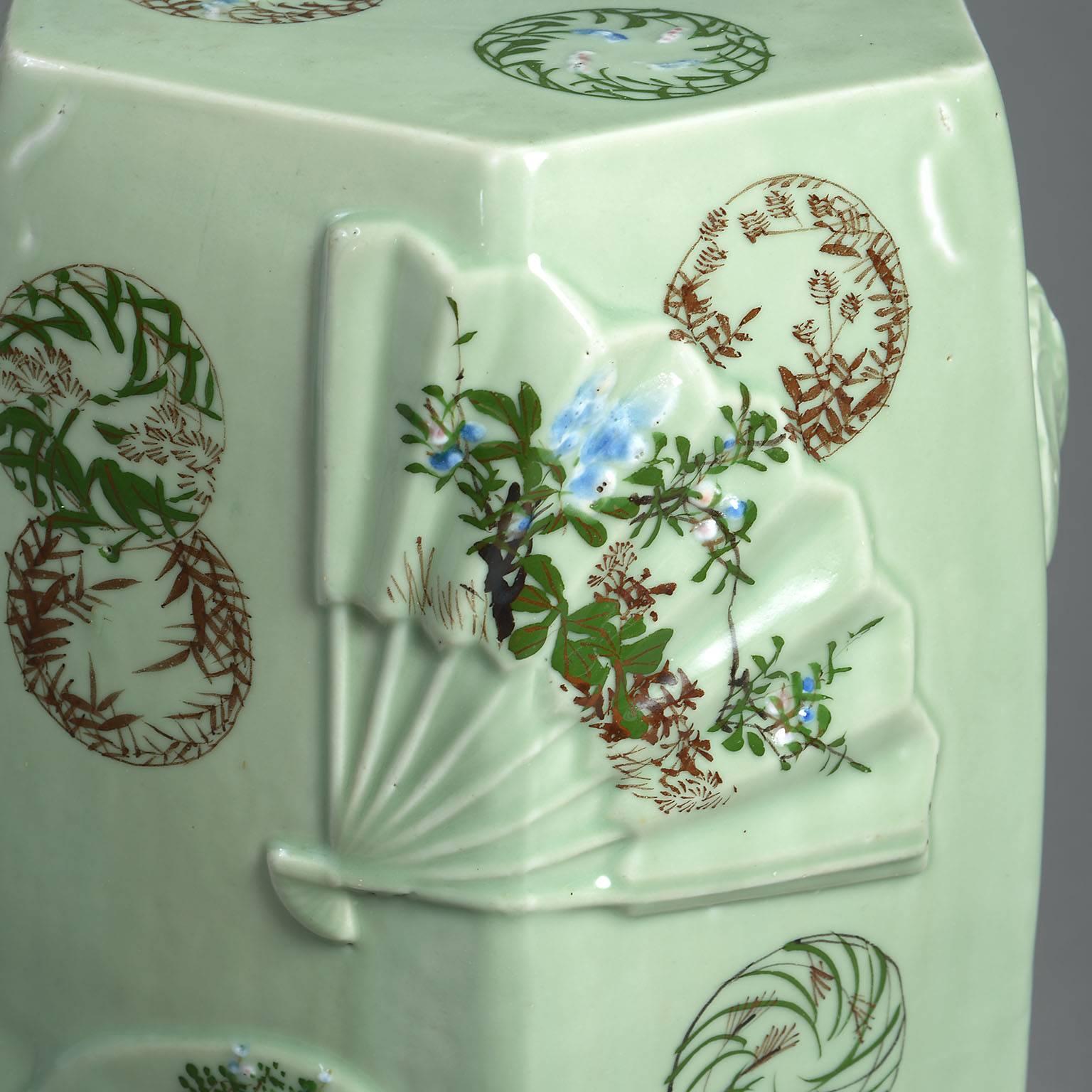 Oriental Celadon Glazed Ceramic Garden Seat In Excellent Condition In London, GB