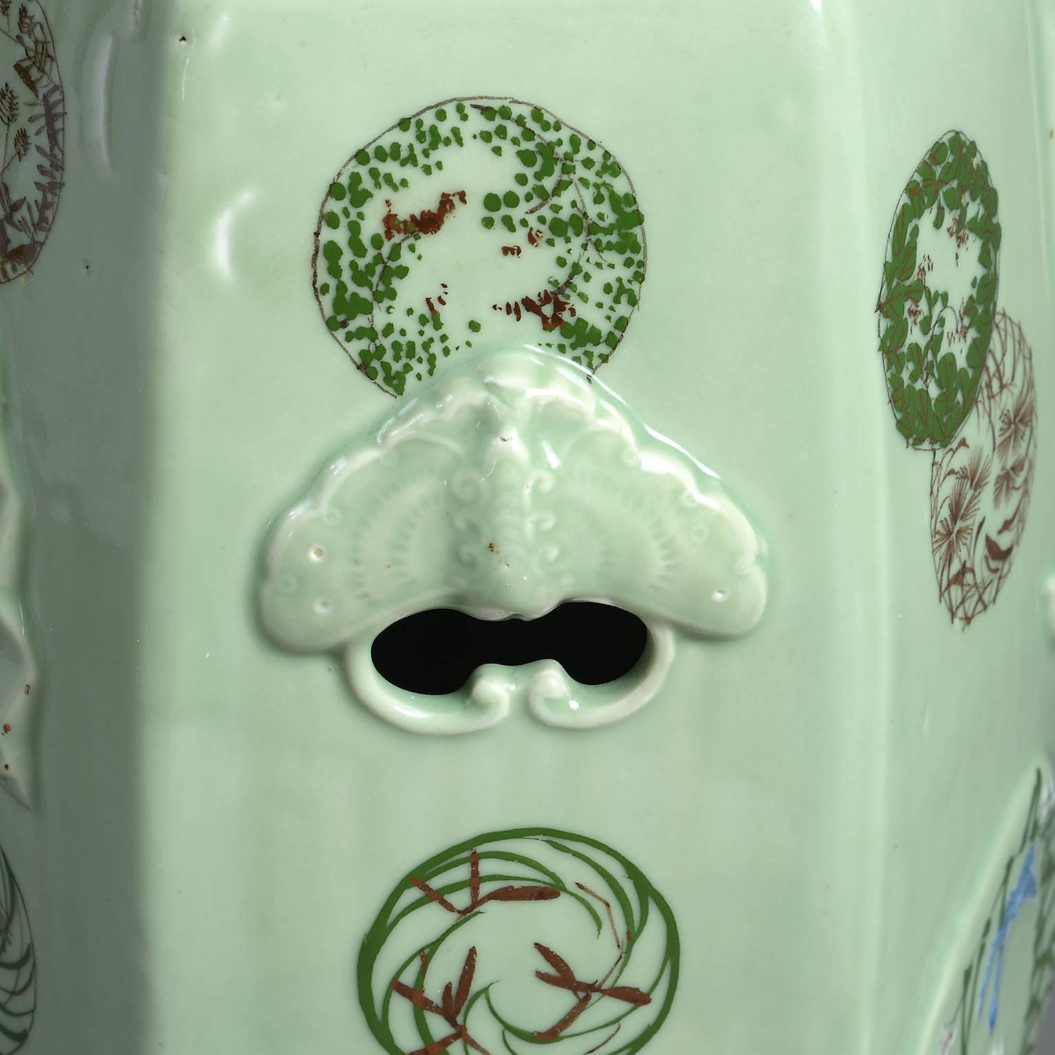 19th Century Oriental Celadon Glazed Ceramic Garden Seat