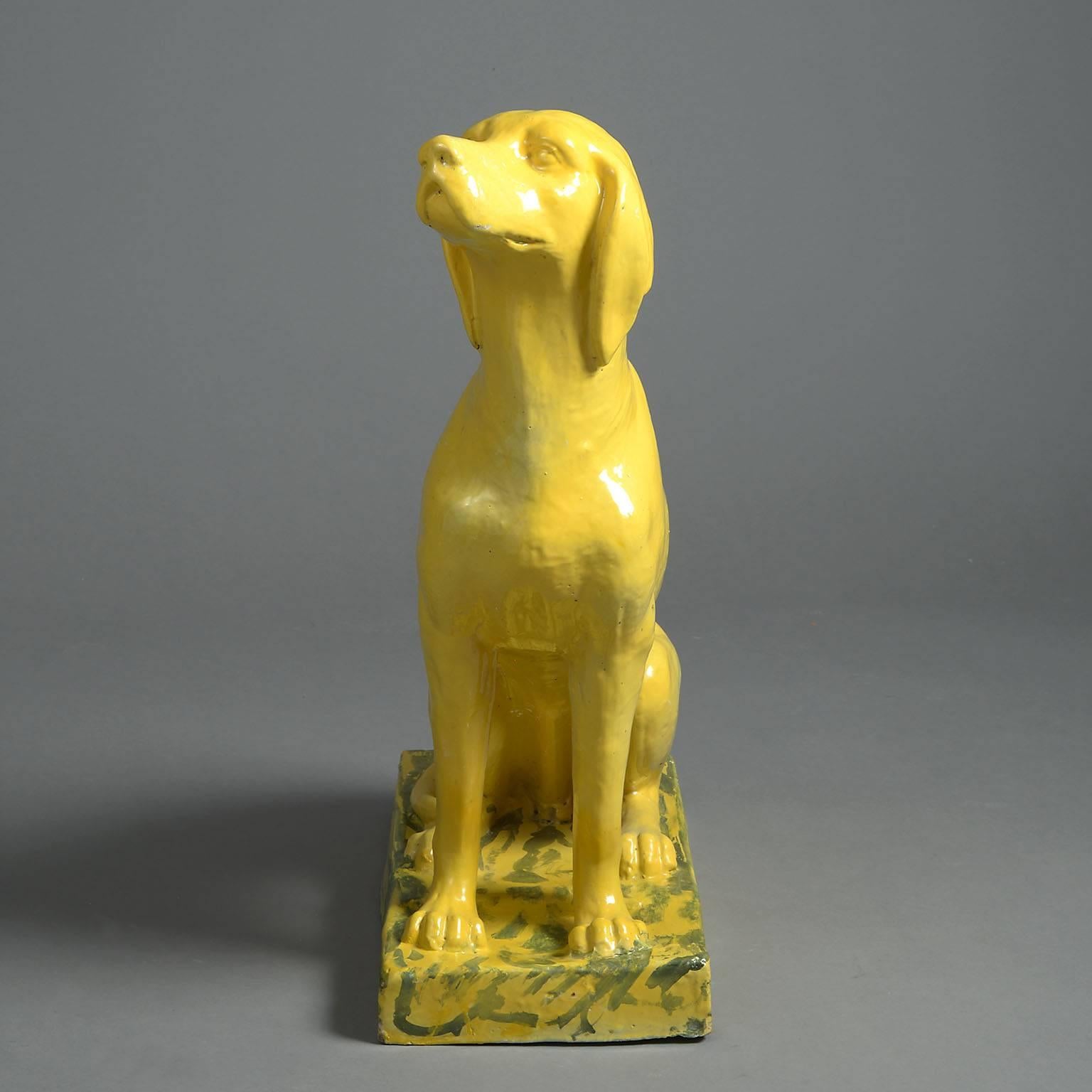 Lifesize Ceramic Statue of a Pointer Dog In Good Condition For Sale In London, GB
