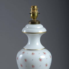 20th Century Rose Painted Opaline Glass Lamp