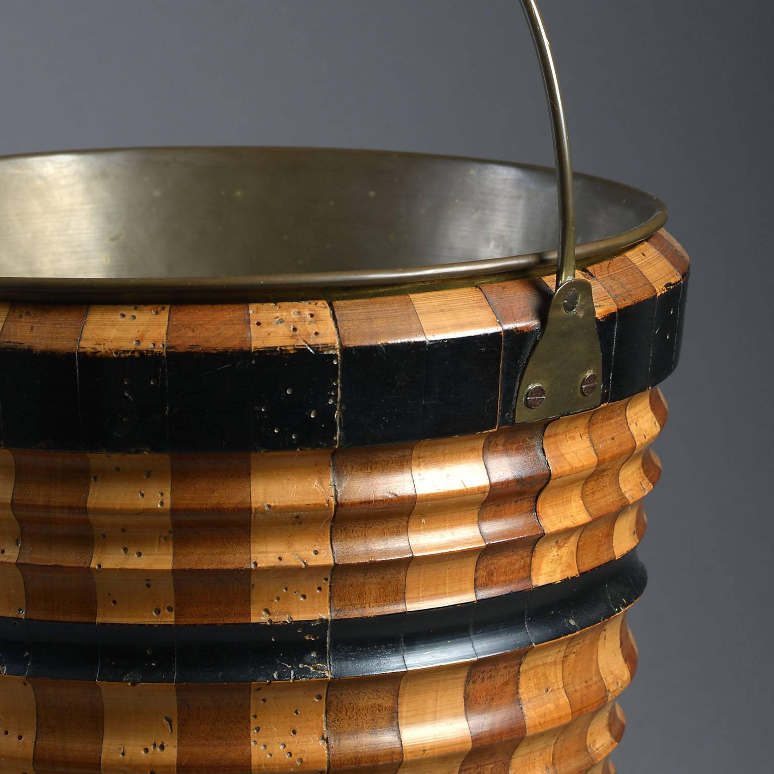 Turned Early 19th Century Dutch Fruitwood Bucket 