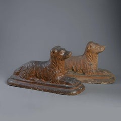 Pair of Mid-19th Century Scottish Salt-glazed Pottery Dogs