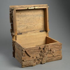 19th Century Black Forest Casket or Box Carved as a Rustic Crate with Insects