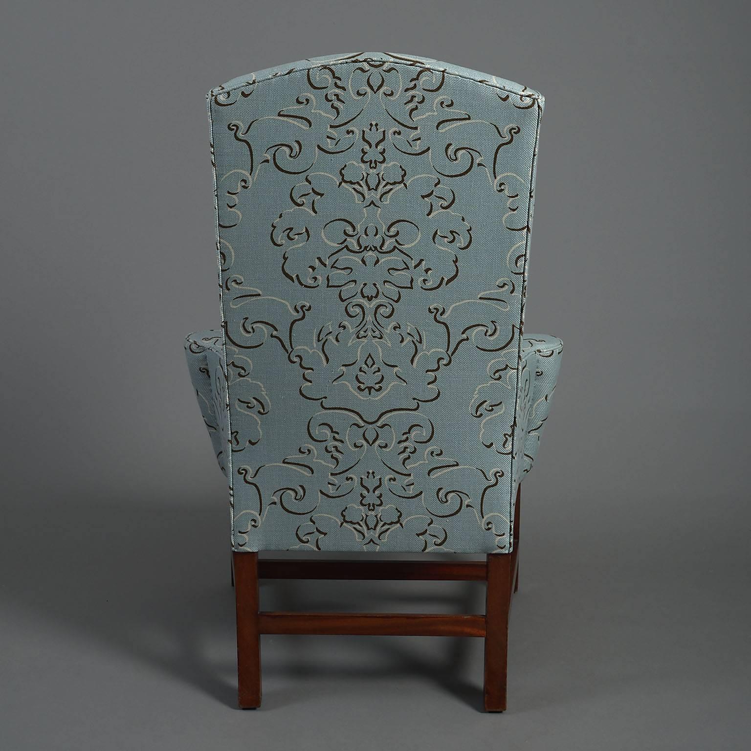 English High Wingback Wing Armchair in George III Style For Sale